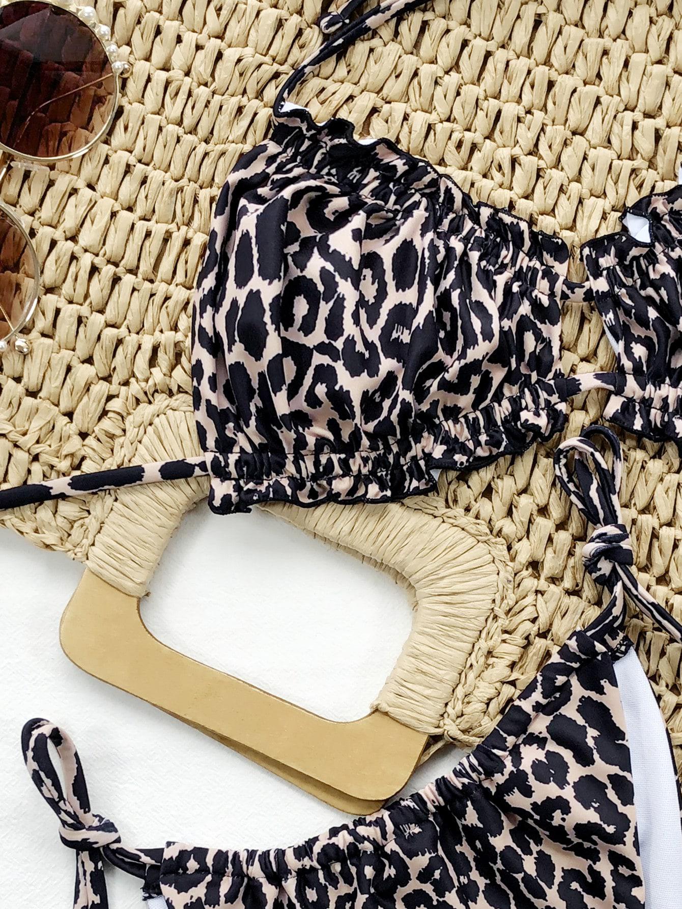 wiązany dół od bikini animal print