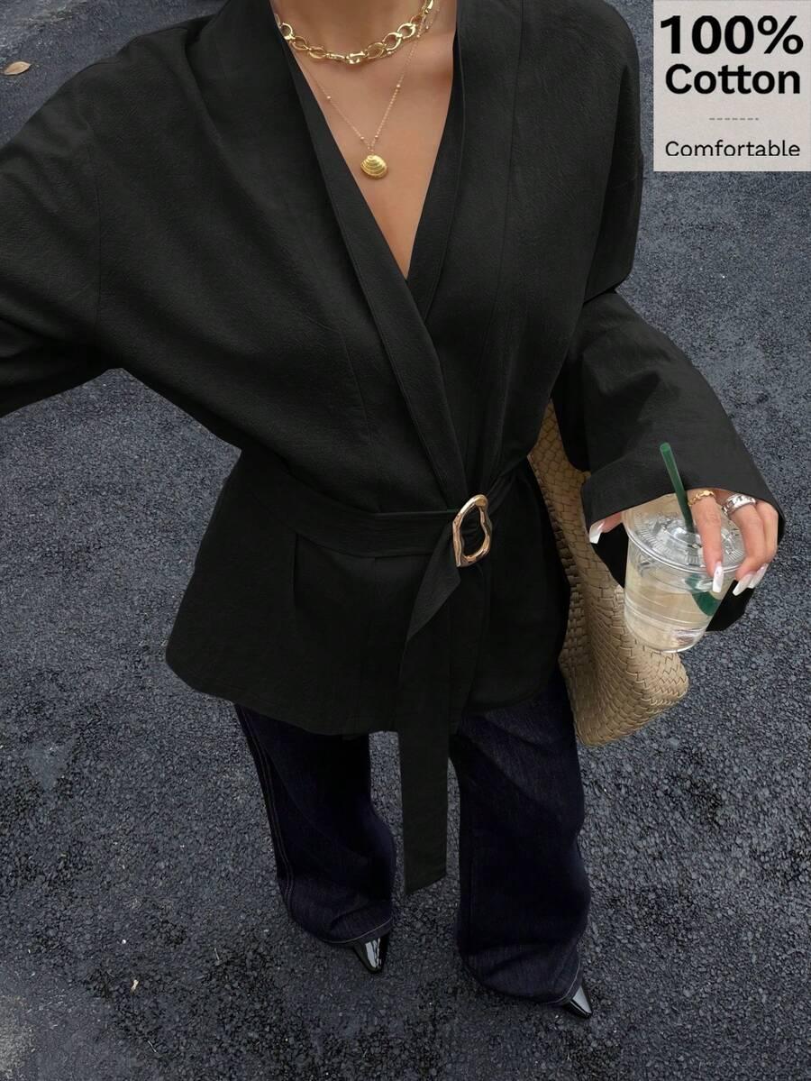 czarna koszula v-neck