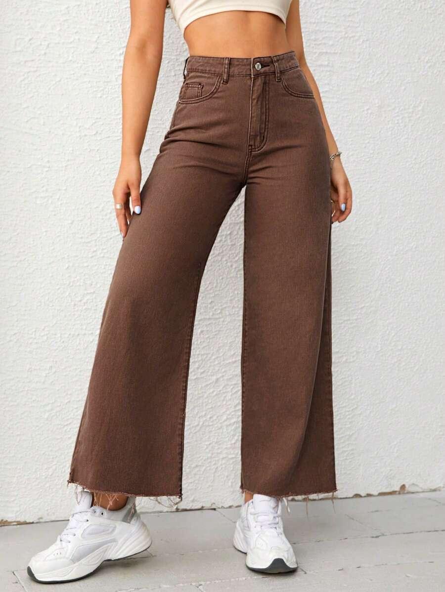 BRĄZOWE SPODNIE JEANS