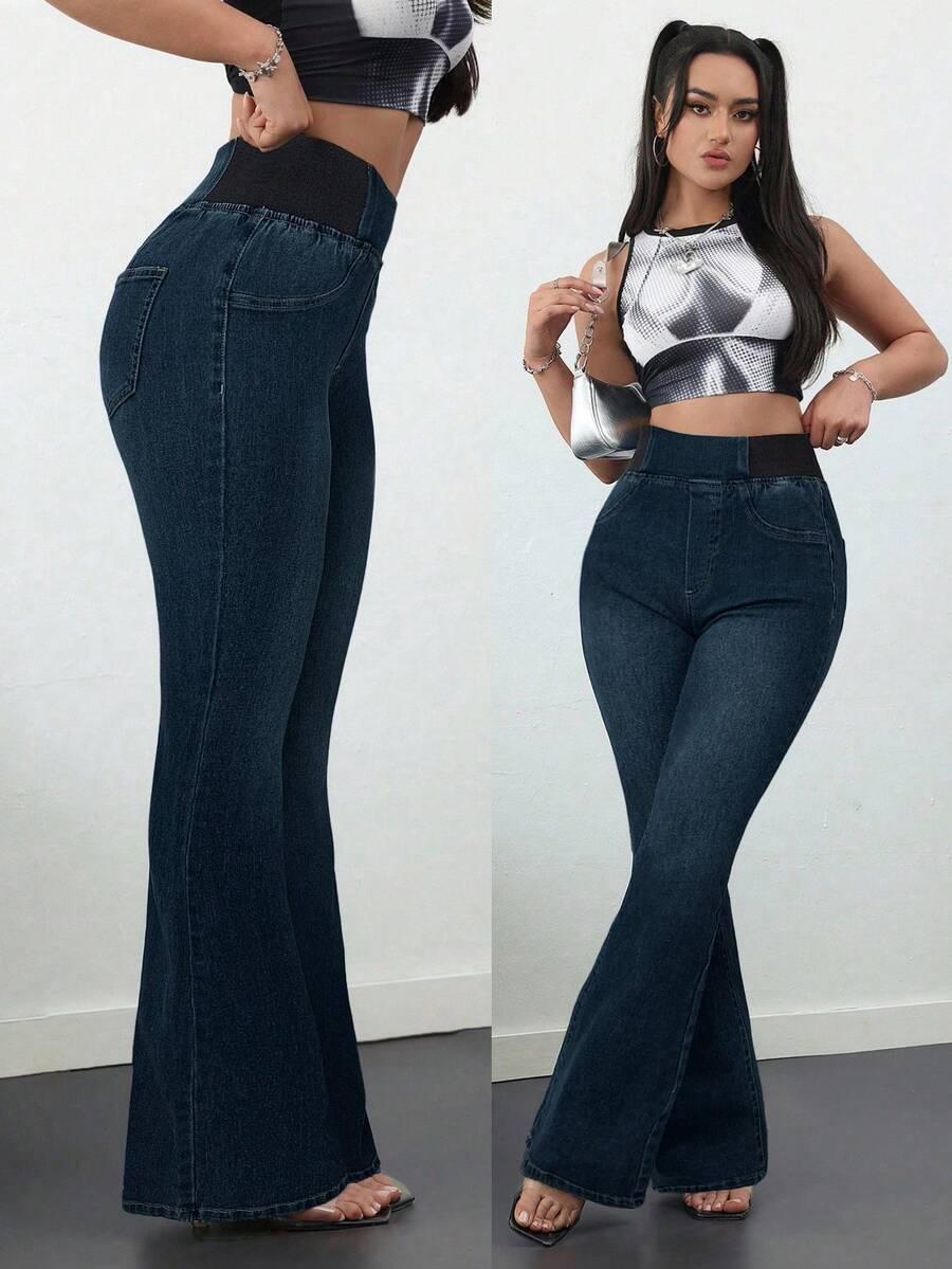 GRANATOWE SPODNIE JEANS 
