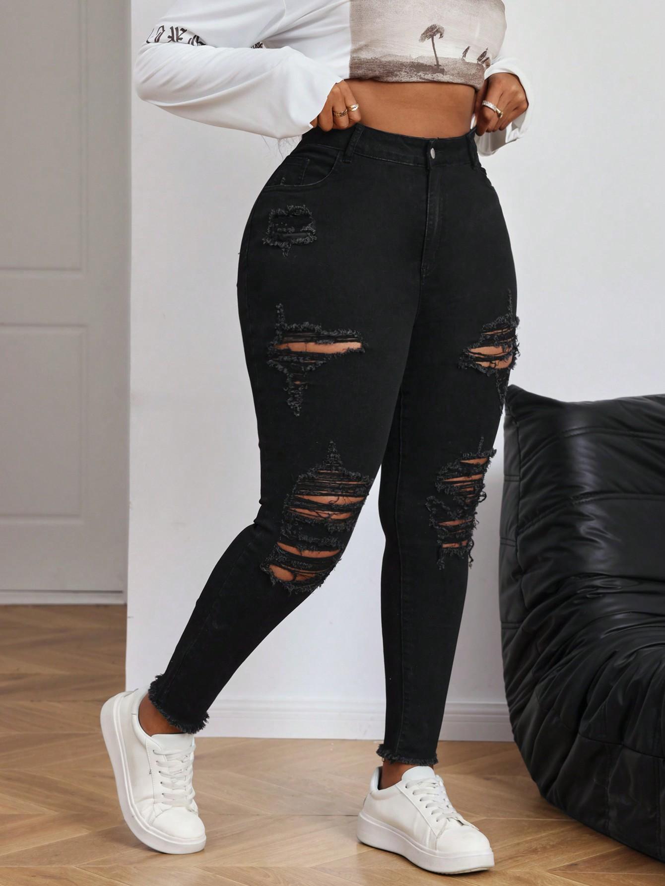 CZARNE SPODNIE RURKI JEANS