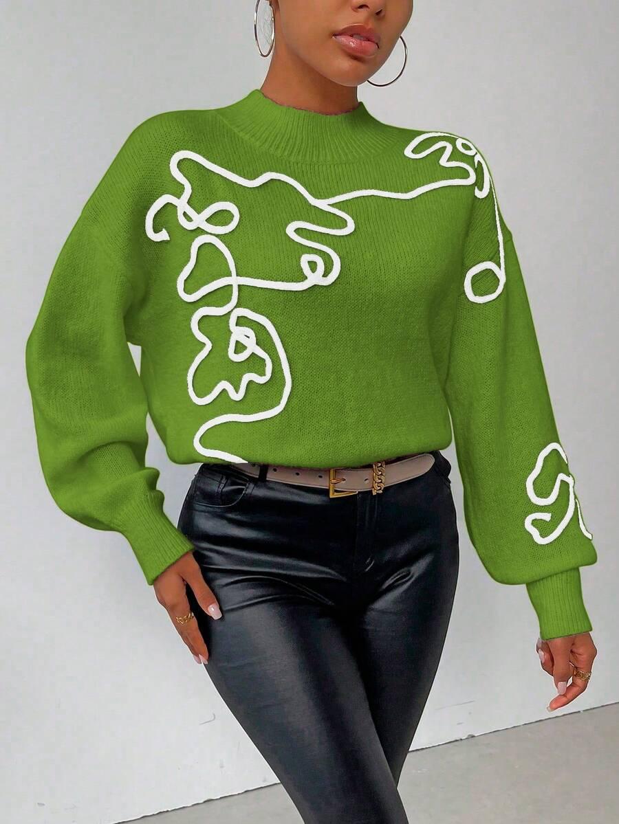 zielony sweter haft