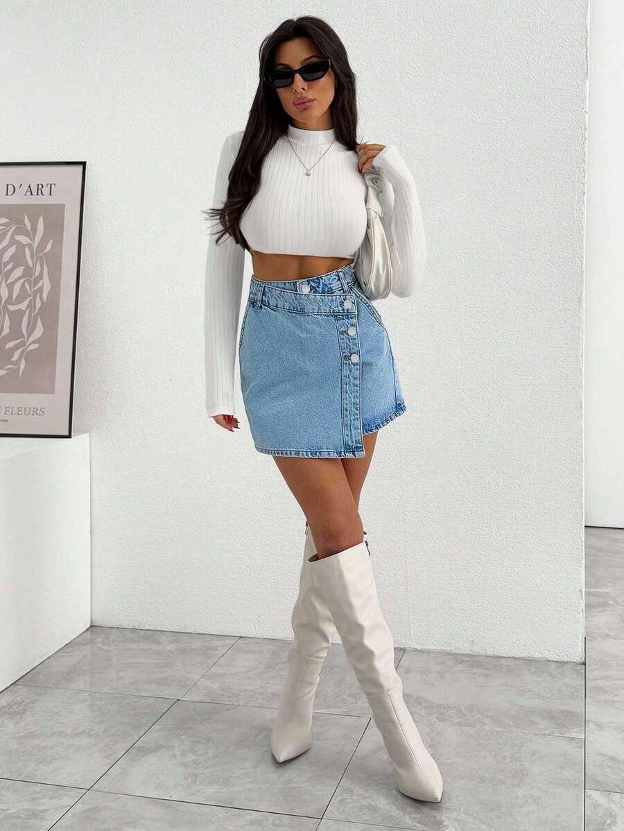 jeansowa mini spódnica