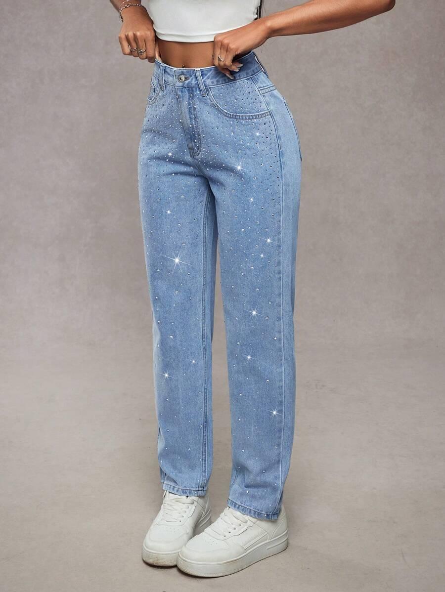 NIEBIESKIE SPODNIE JEANS ZDOBIENIA