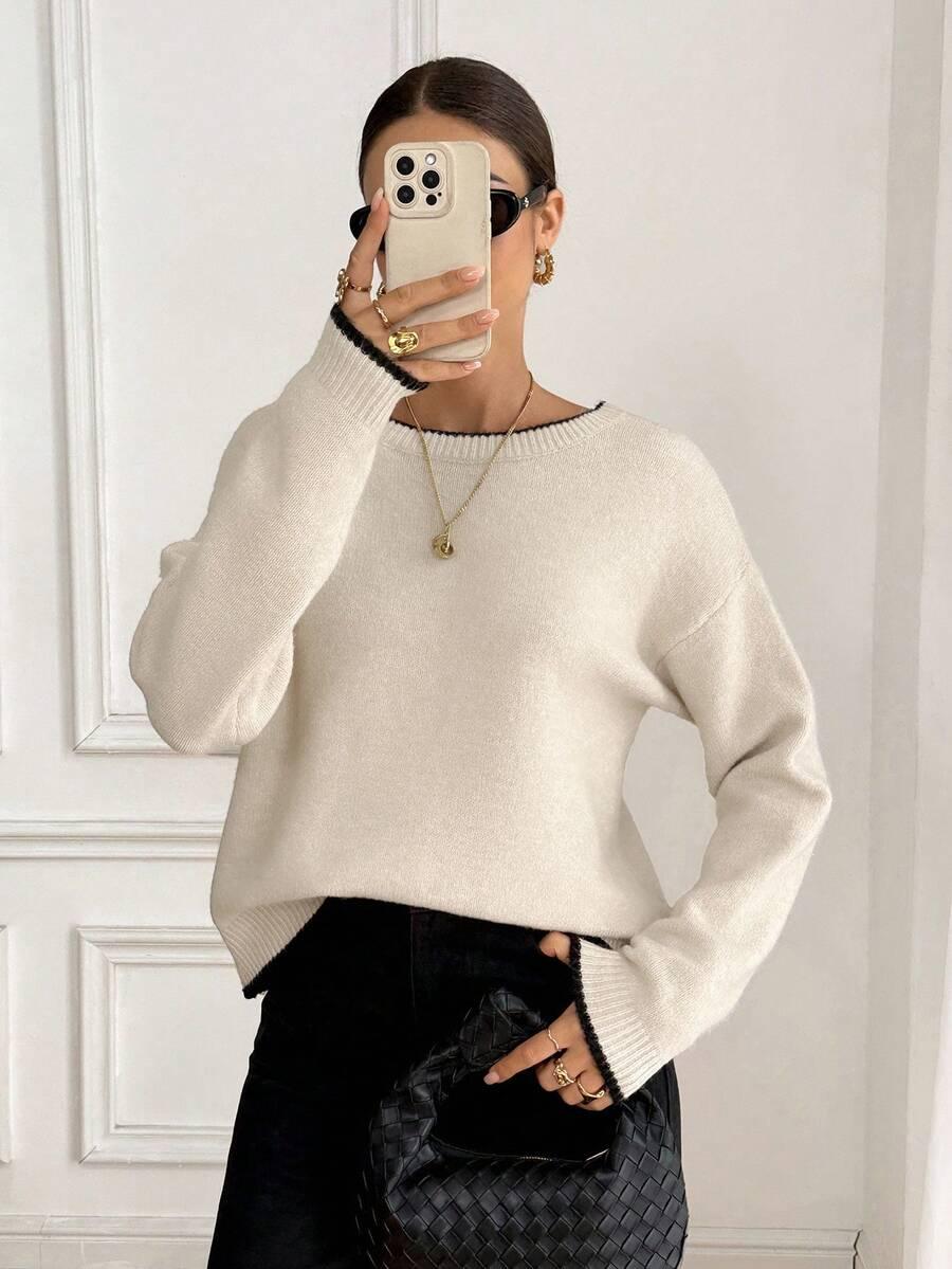 BEŻOWY SWETER CASUAL