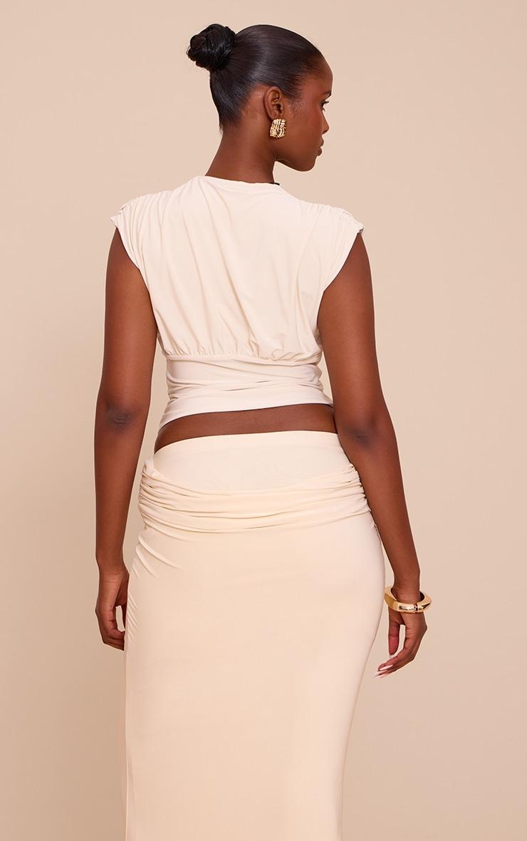 kremowy top v-neck 