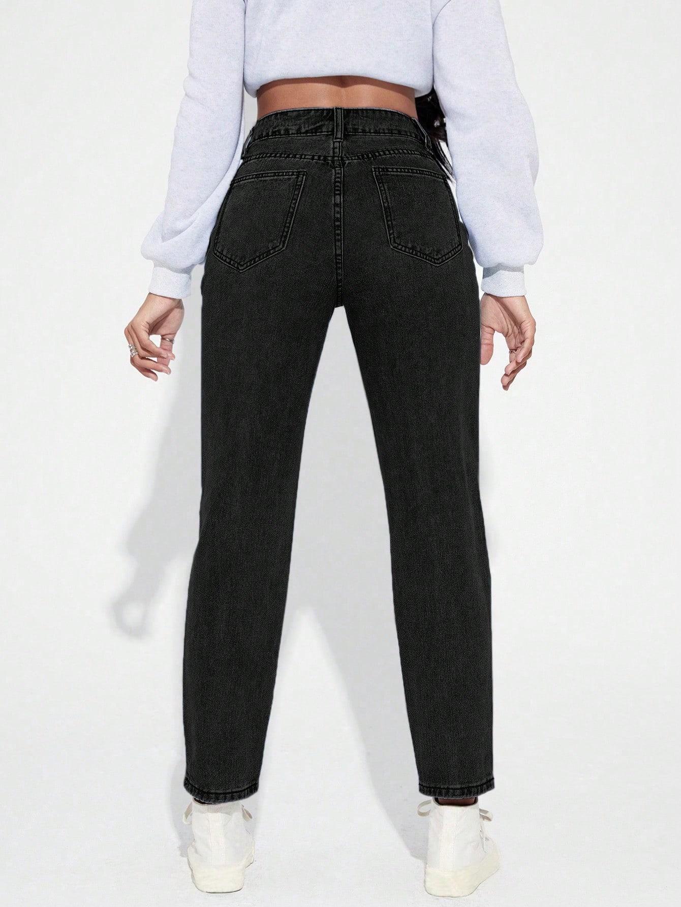 CZARNE SPODNIE JEANS 