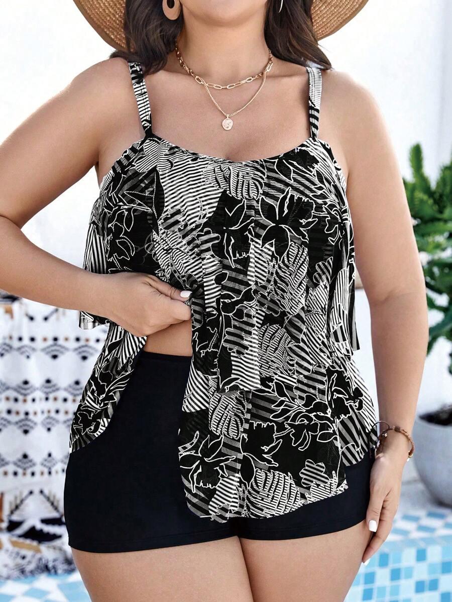 DWUCZĘŚCIOWY STRÓJ KĄPIELOWY TANKINI PRINT 