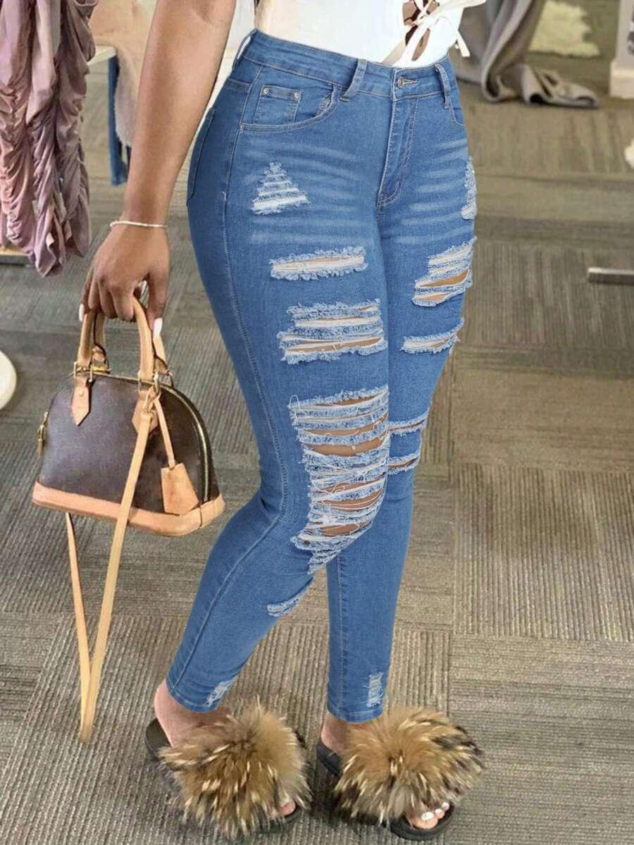 SPODNIE RIPPED JEANS