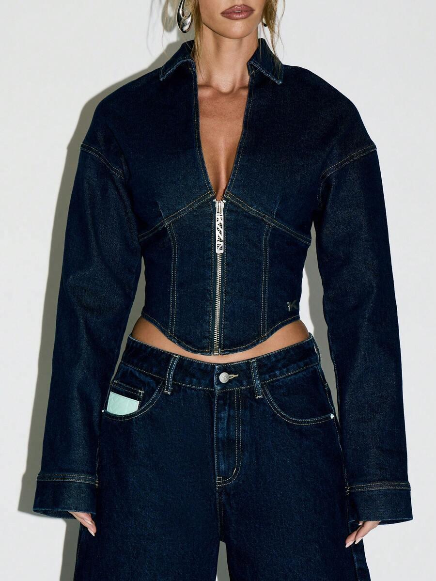 GRANATOWA KURTKA JEANS