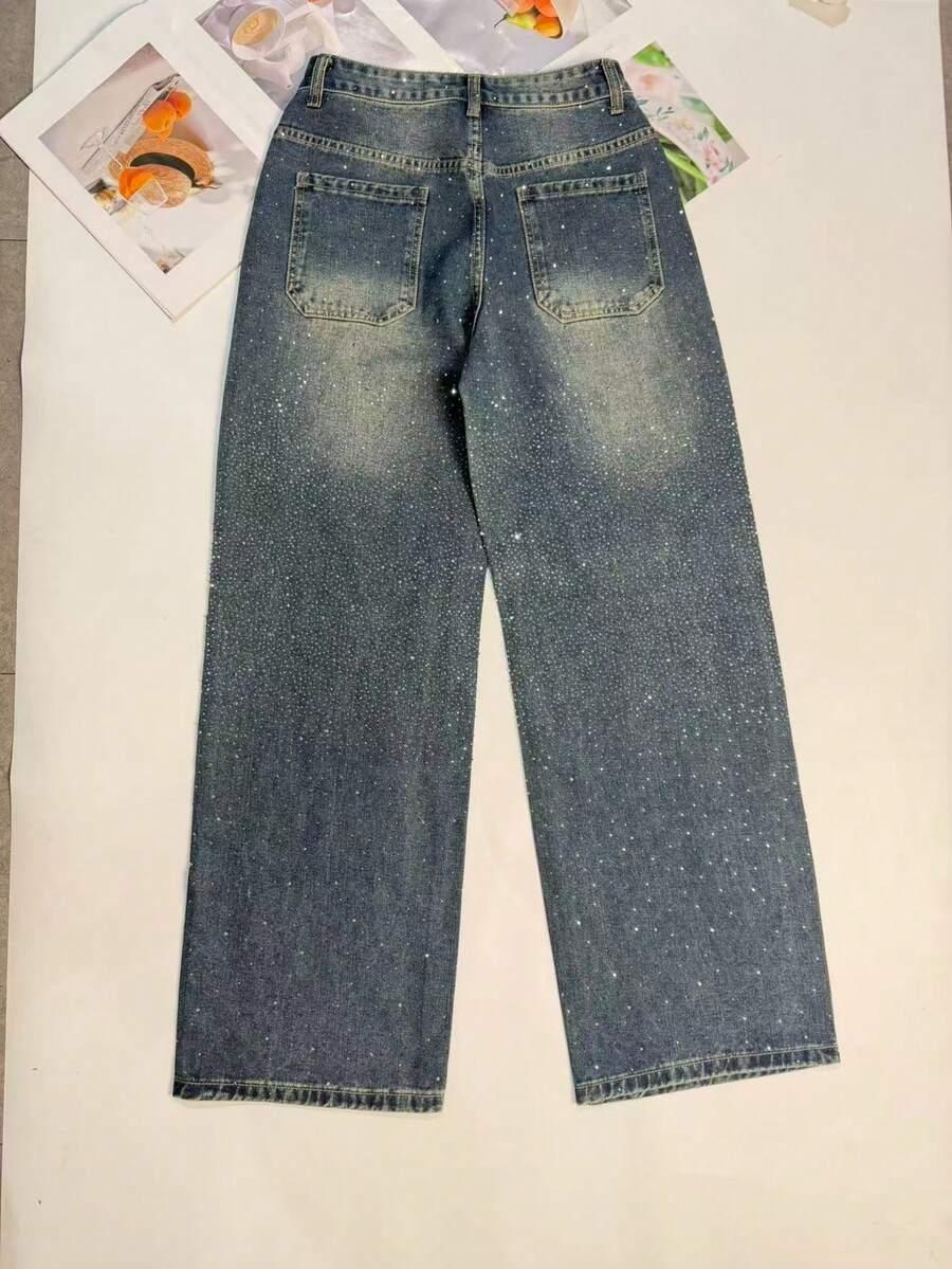 spodnie jeans zdobienie połysk