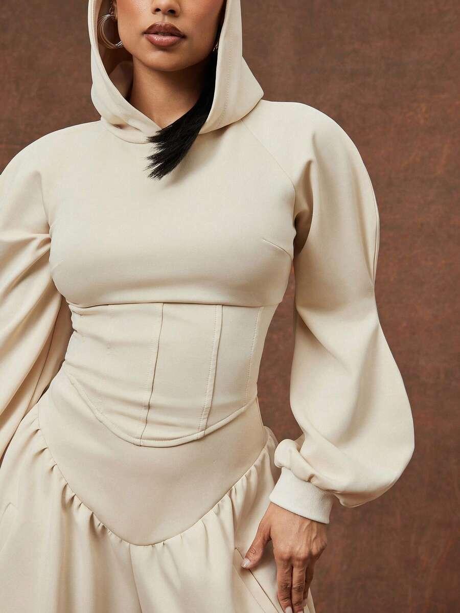 beżowa bluza kaptur 