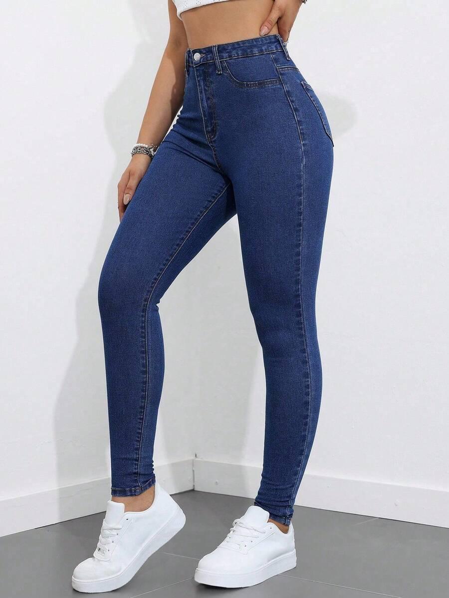 GRANATOWE SPODNIE JEANS RURKI