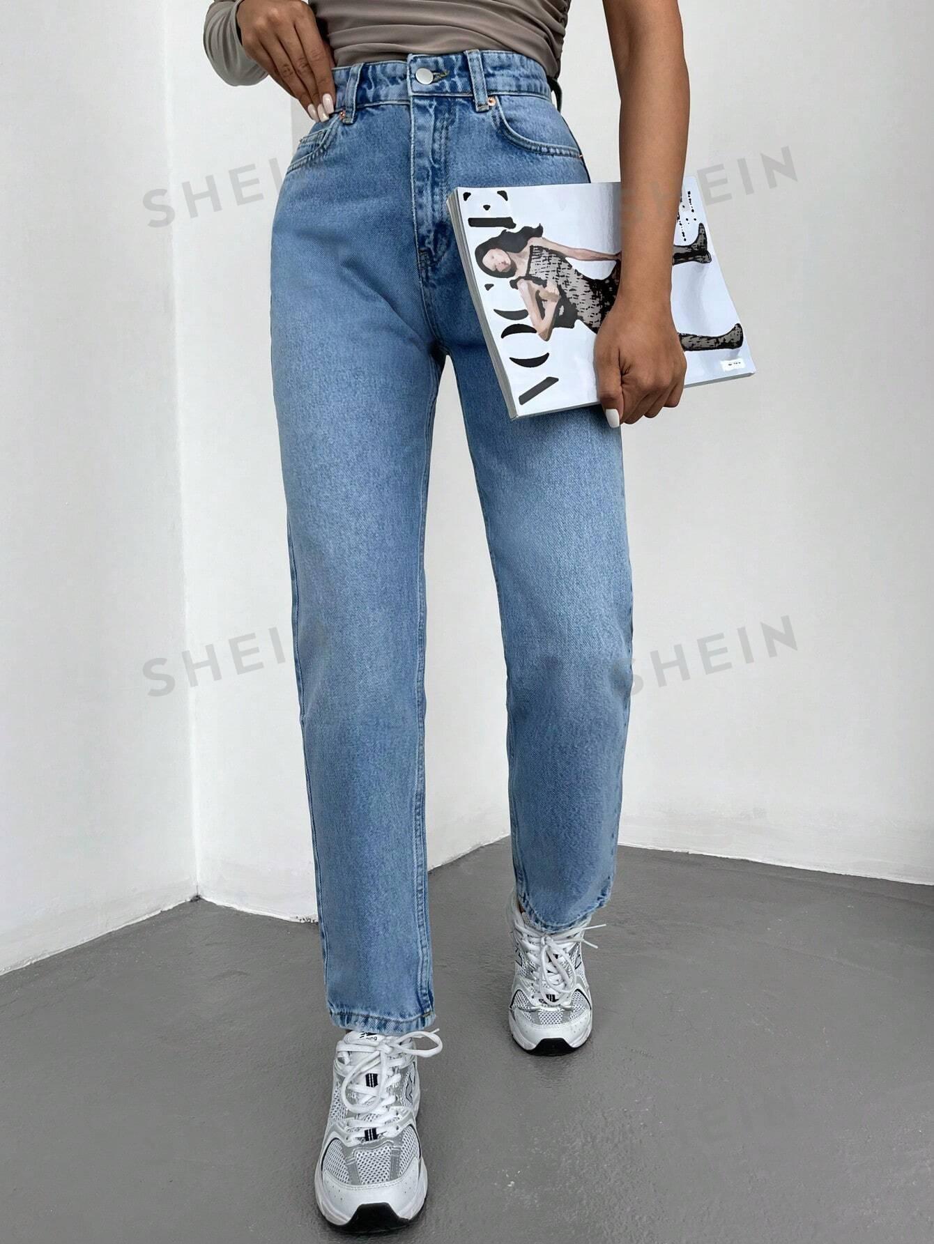 PROSTE SPODNIE JEANS KIESZENIE ZAMEK