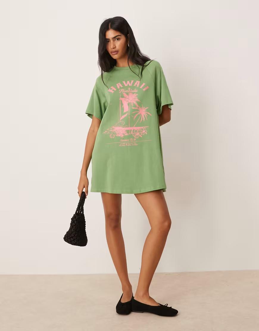 ZIELONA MINI SUKIENKA PRINT 