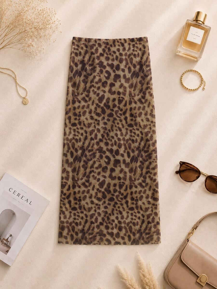 midi spódnica animal print