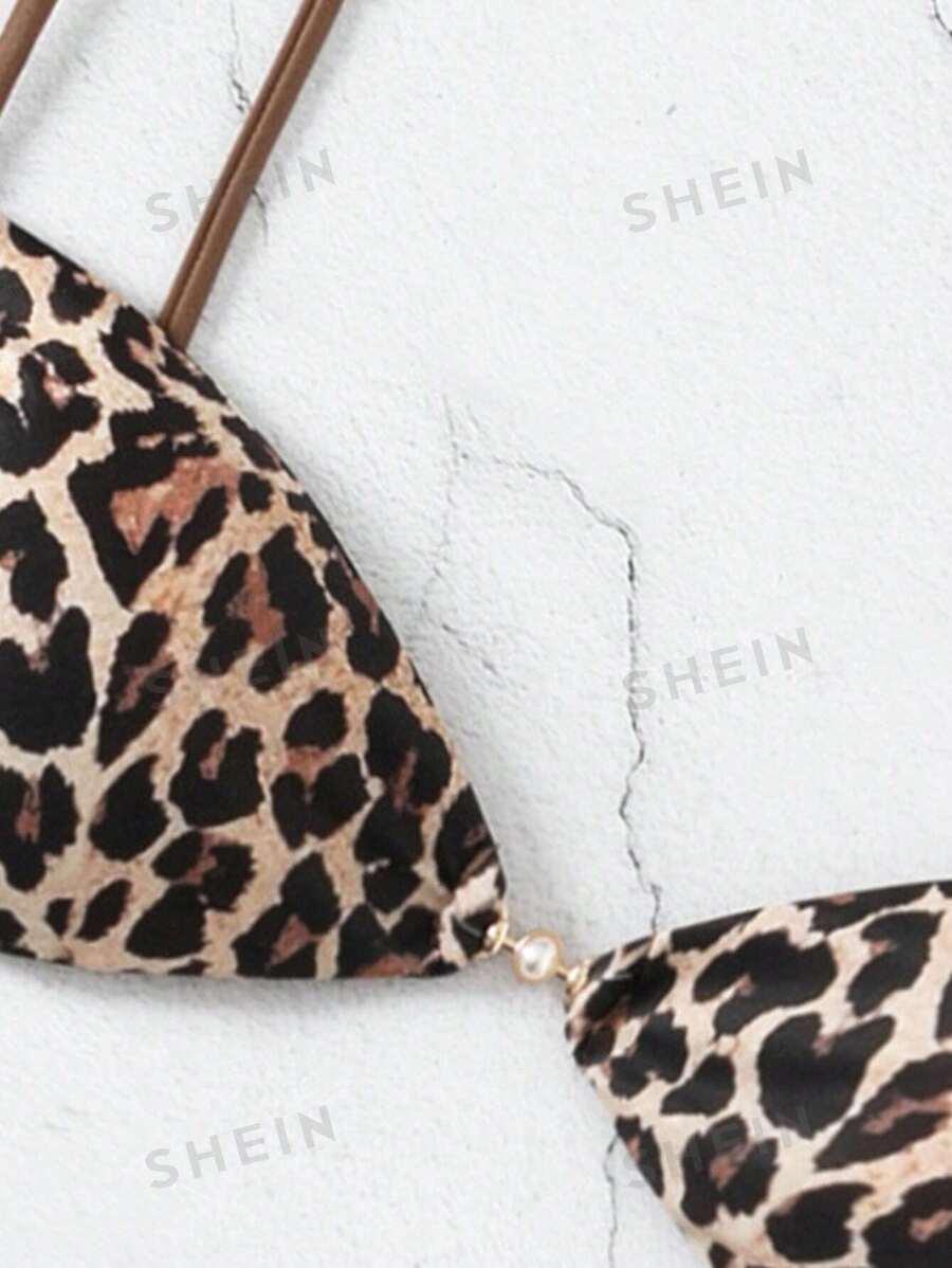 góra od bikini animal print wiązanie