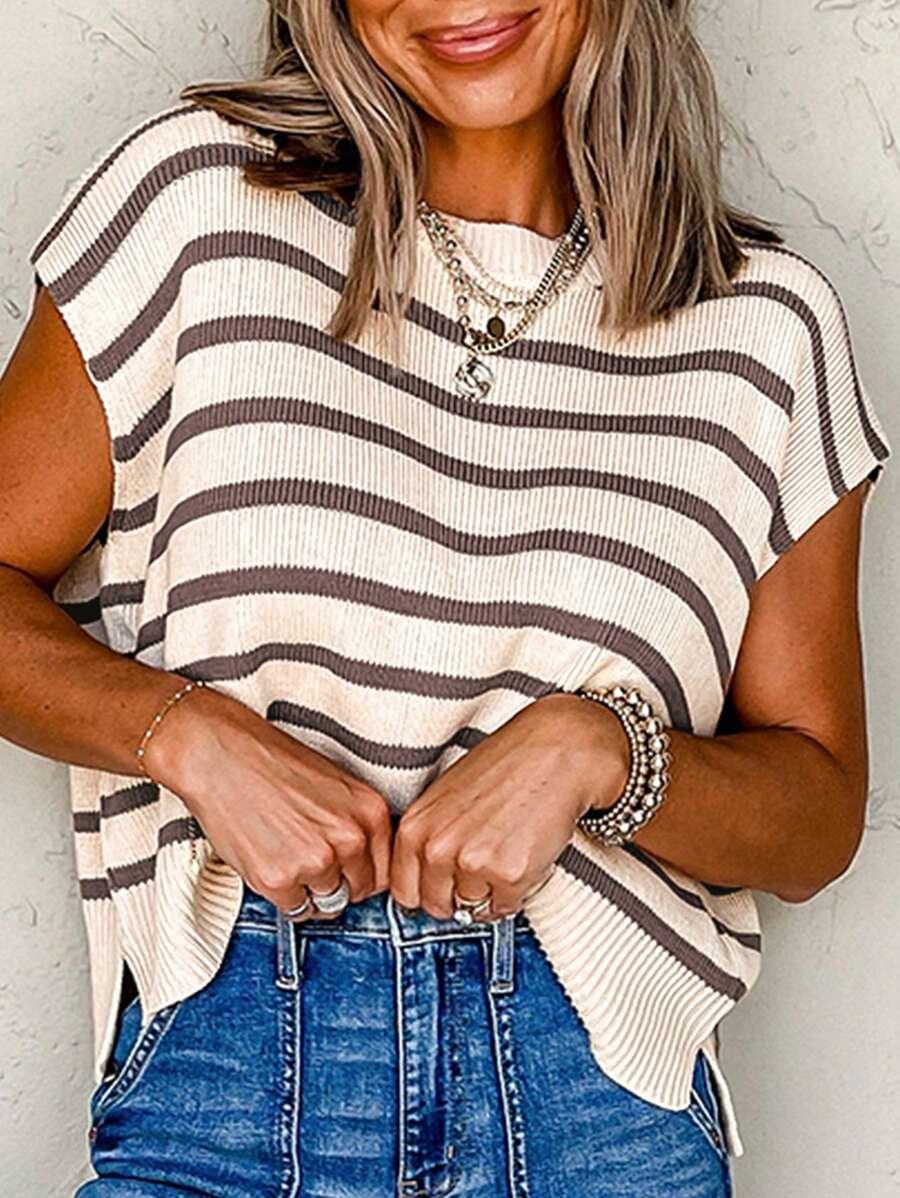 dzianinowy sweter wzór paski