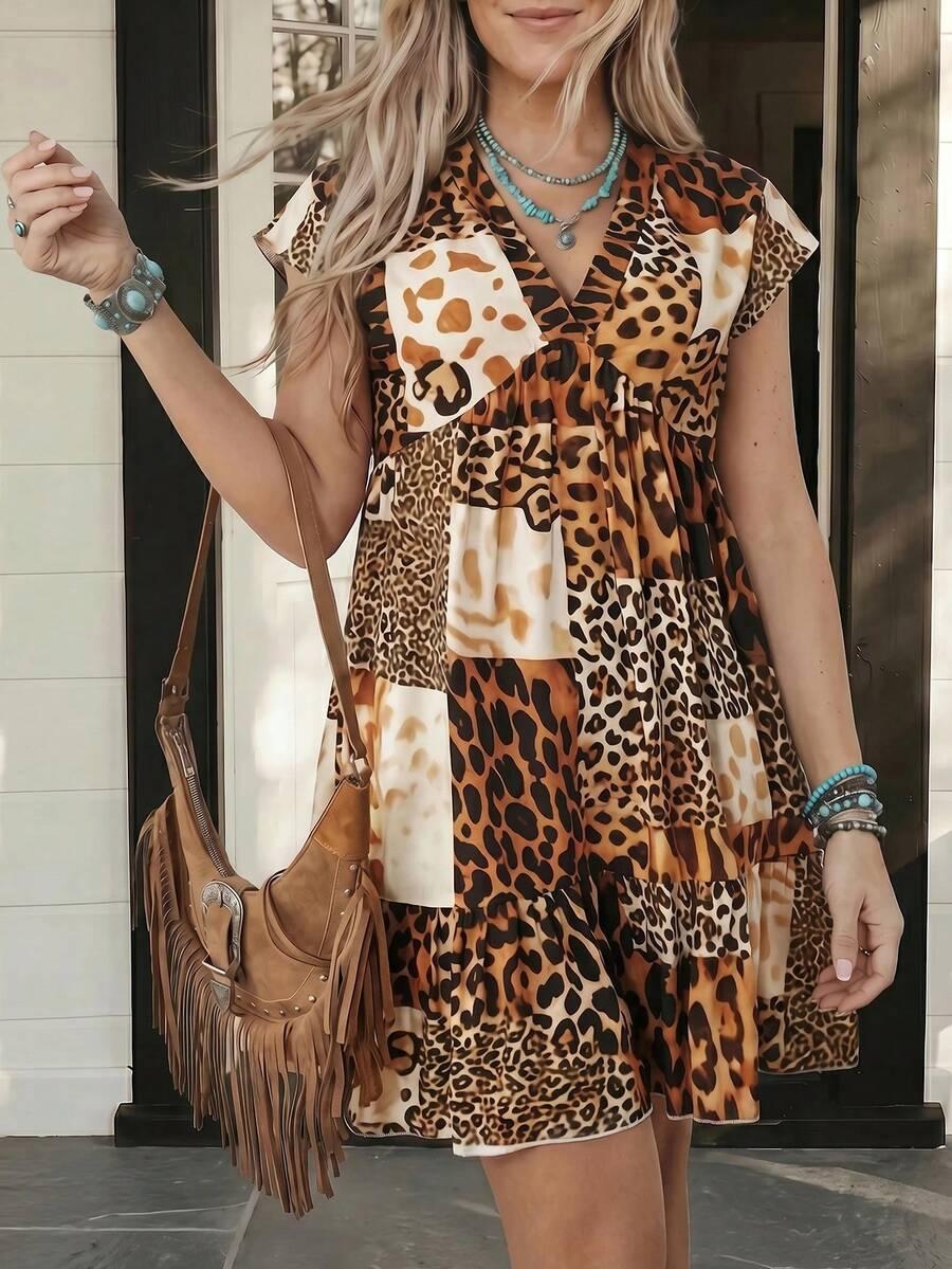 mini sukienka leopard print