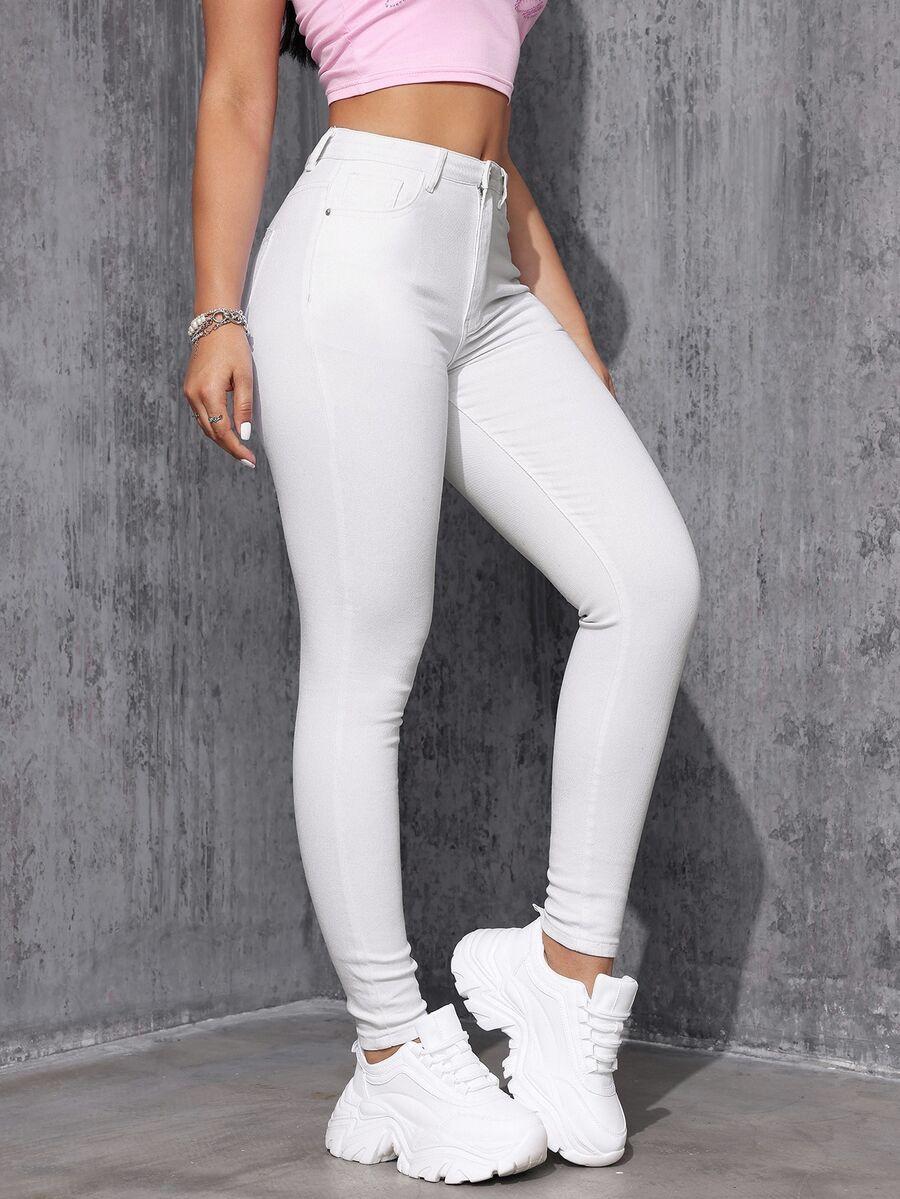 BIAŁE SPODNIE JEANS