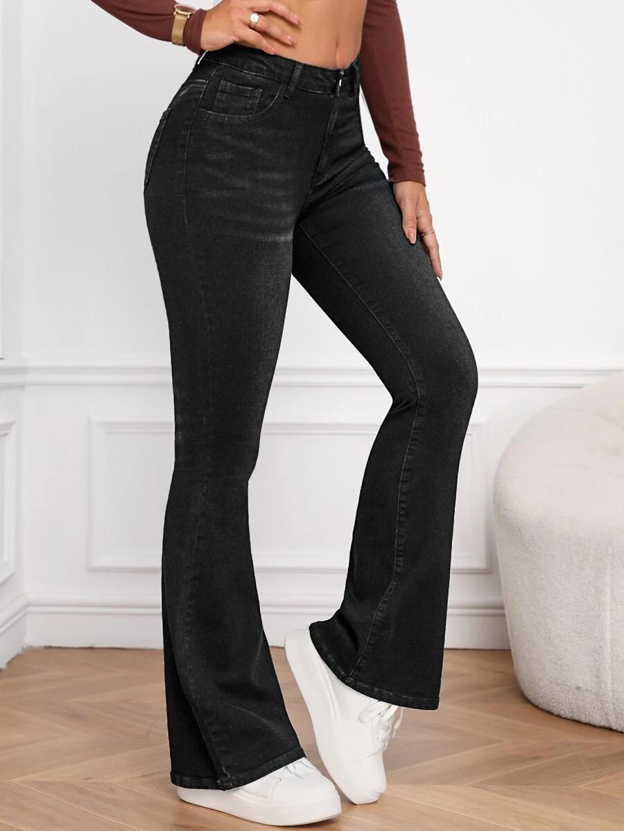CZARNE SPODNIE JEANS DZWONY