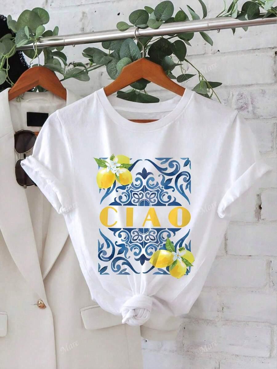BIAŁY T-SHIRT PRINT