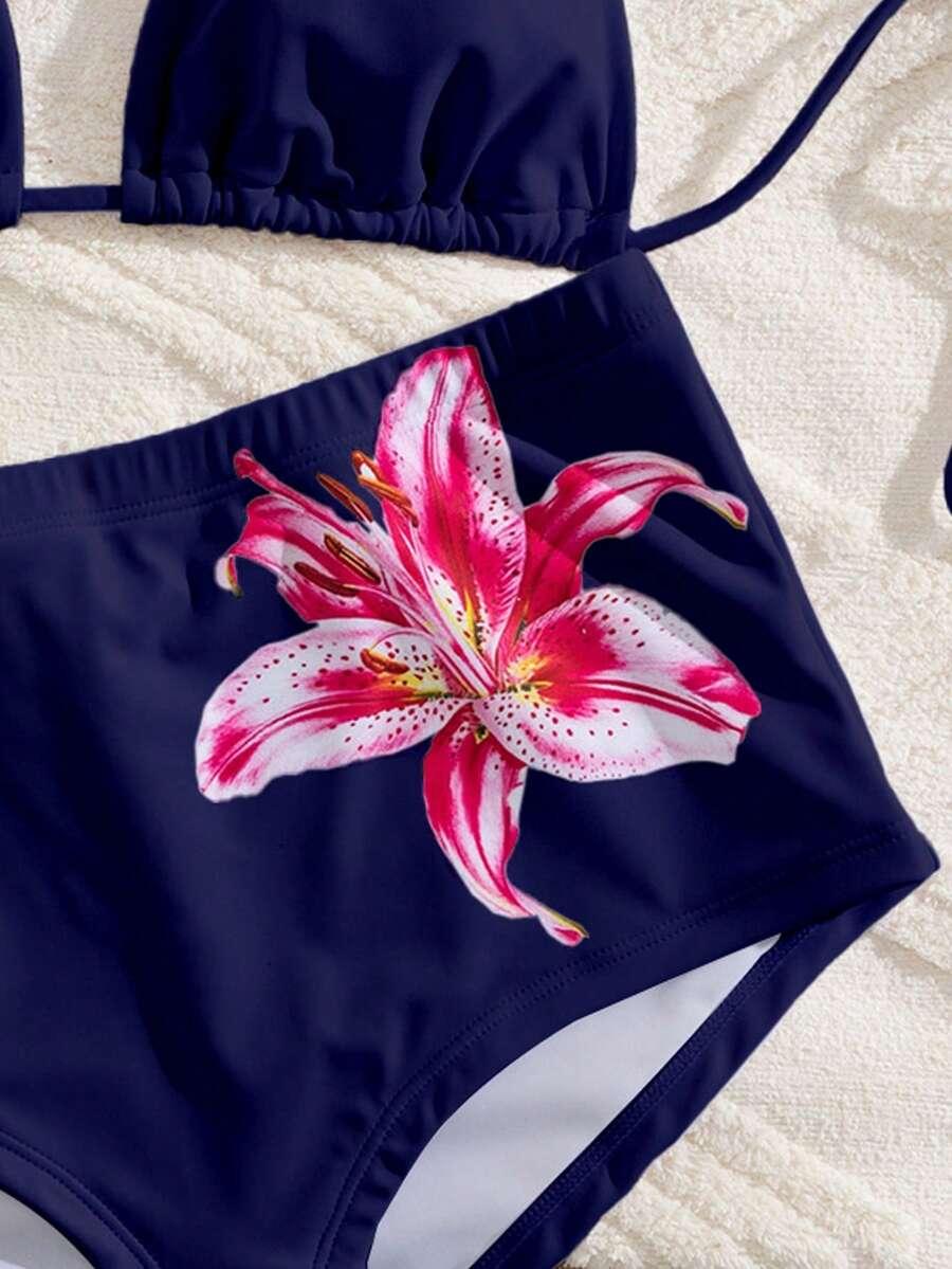 STRÓJ KĄPIELOWY DWUCZĘŚCIOWY W KWIATY