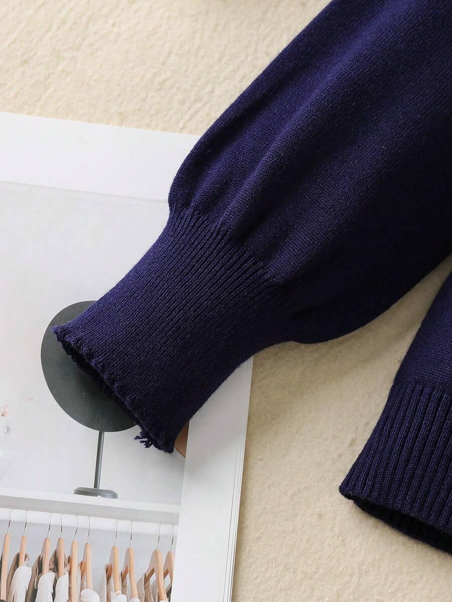 granatowy komplet sweter spodnie 