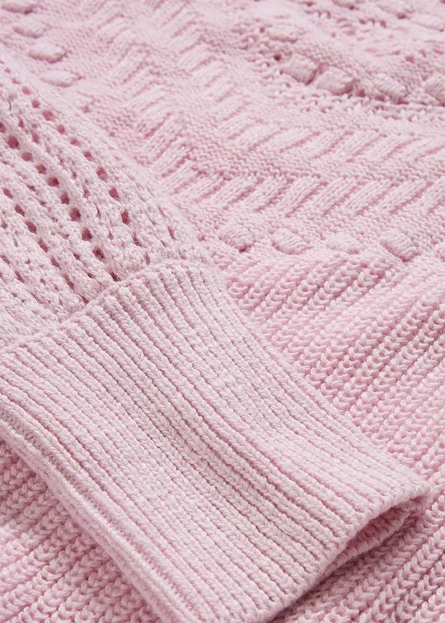 SWETER AŻUROWY Z DOMIESZKĄ LNU