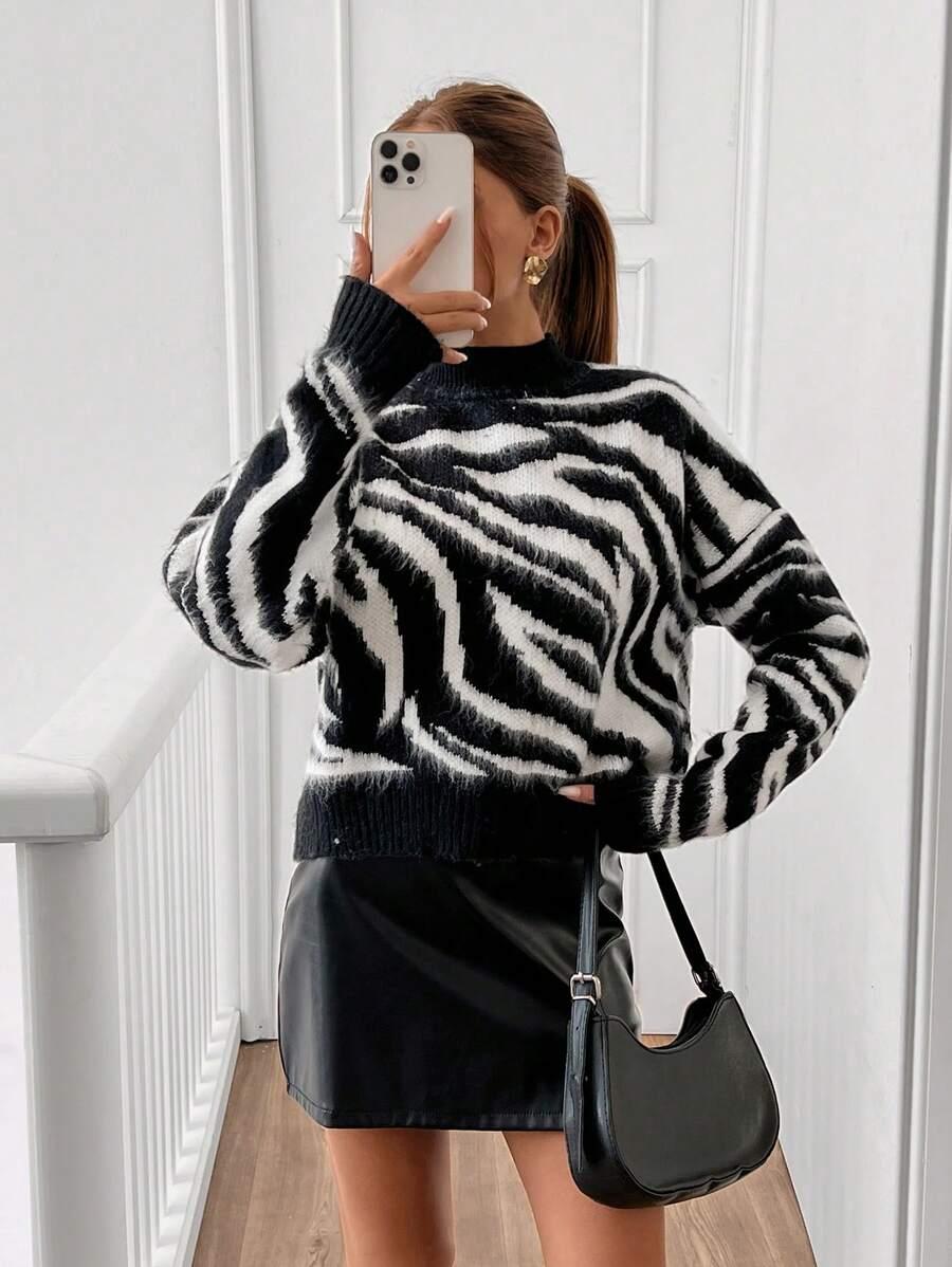 SWETER DZIANINA ANIMAL PRINT 