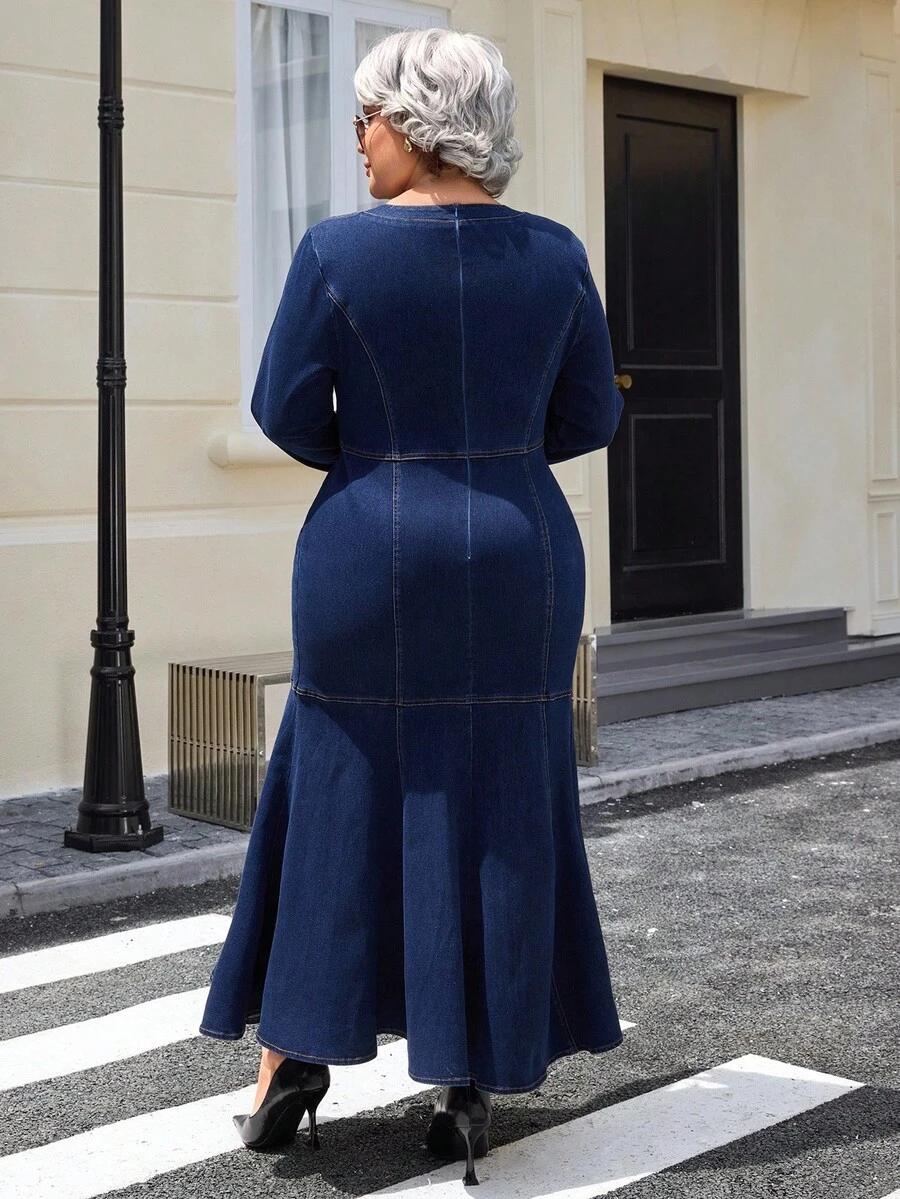 niebieska maxi sukienka jeans 