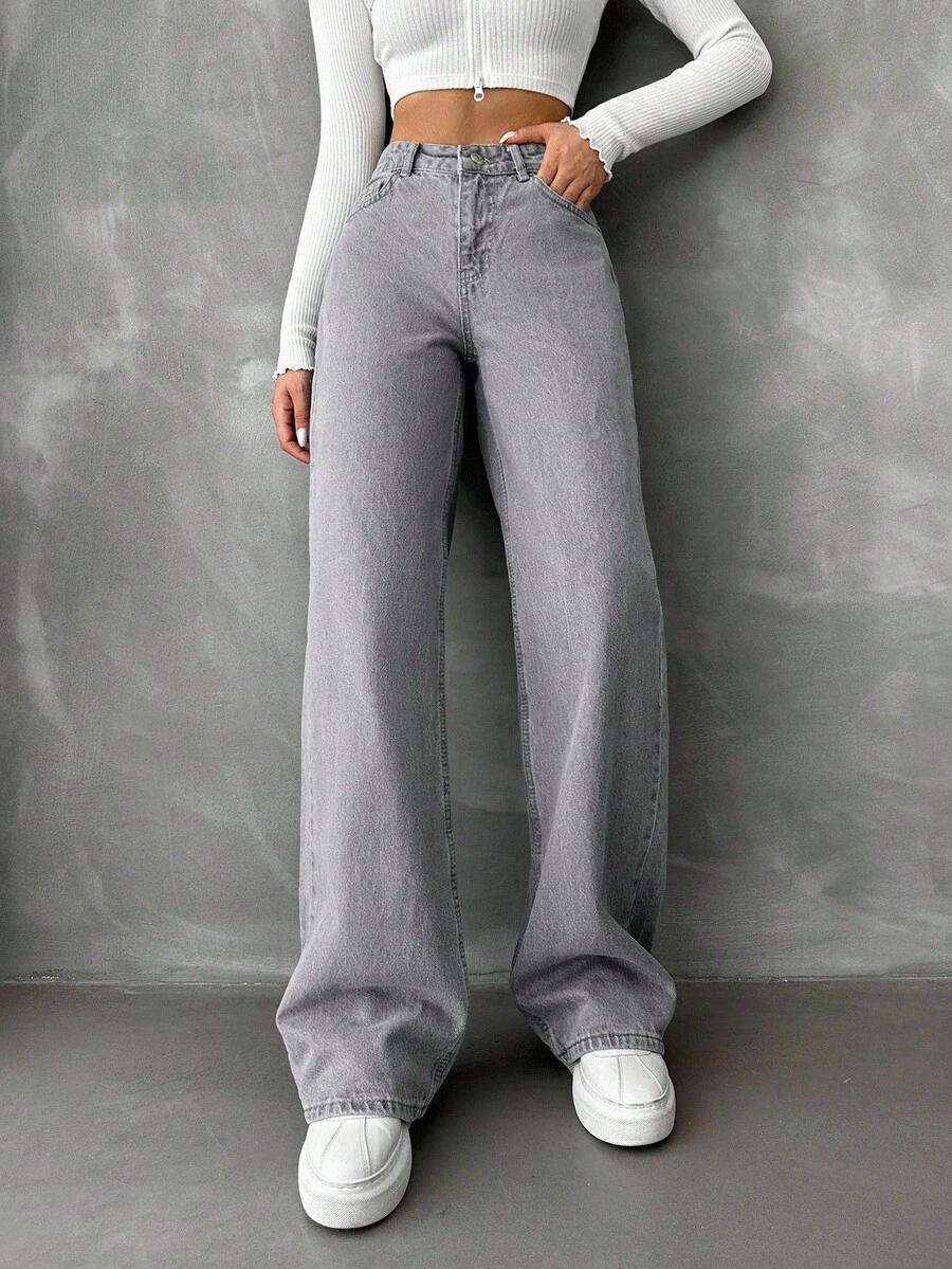SZARE SPODNIE JEANS 