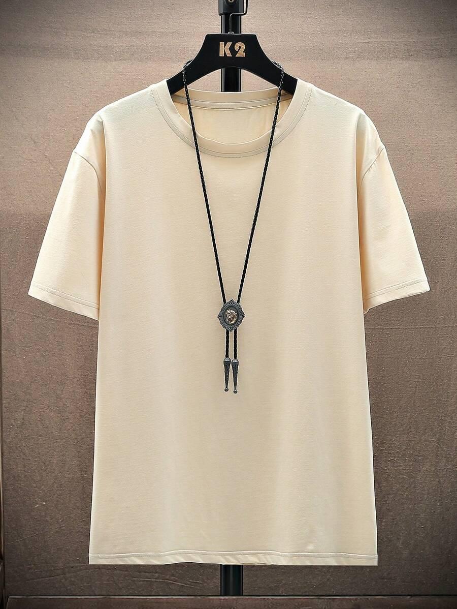 klasyczny gładki beżowy t-shirt basic