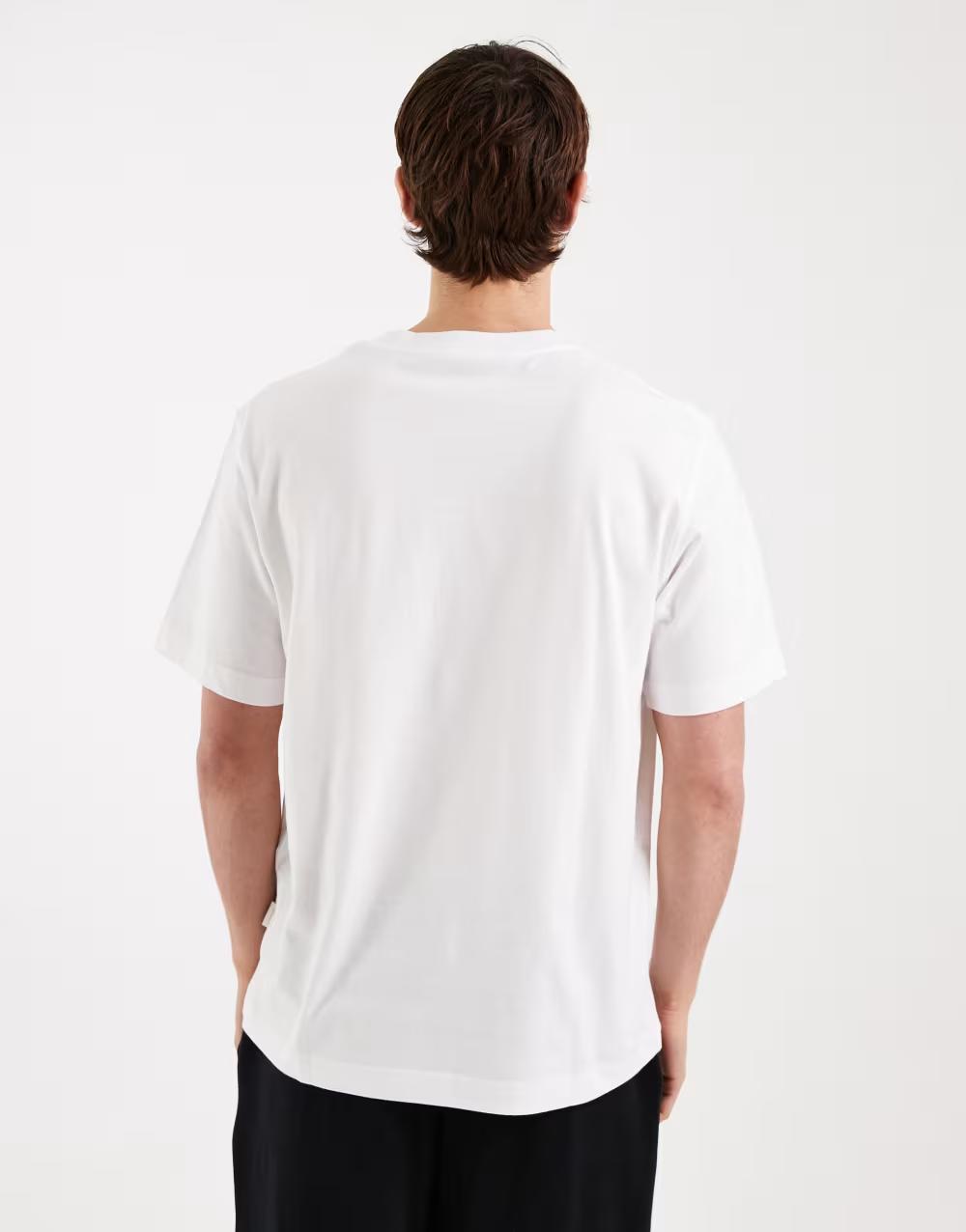 BIAŁY BAWEŁNIANY T-SHIRT NADRUK