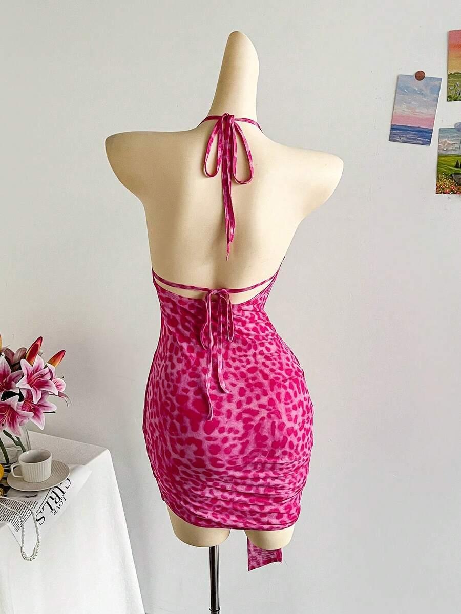 RÓŻOWA MINI SUKIENKA ANIMAL PRINT