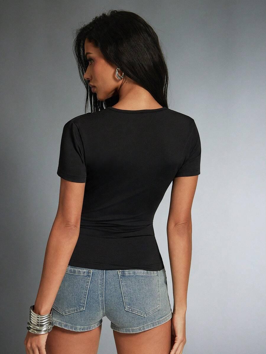 czarna bluzka v-neck 