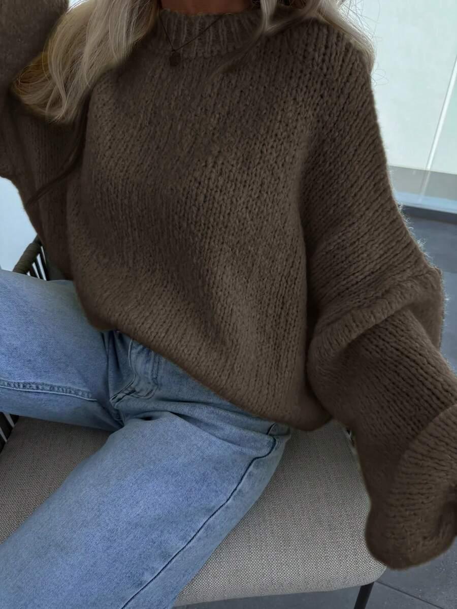 brązowy sweter dzianina