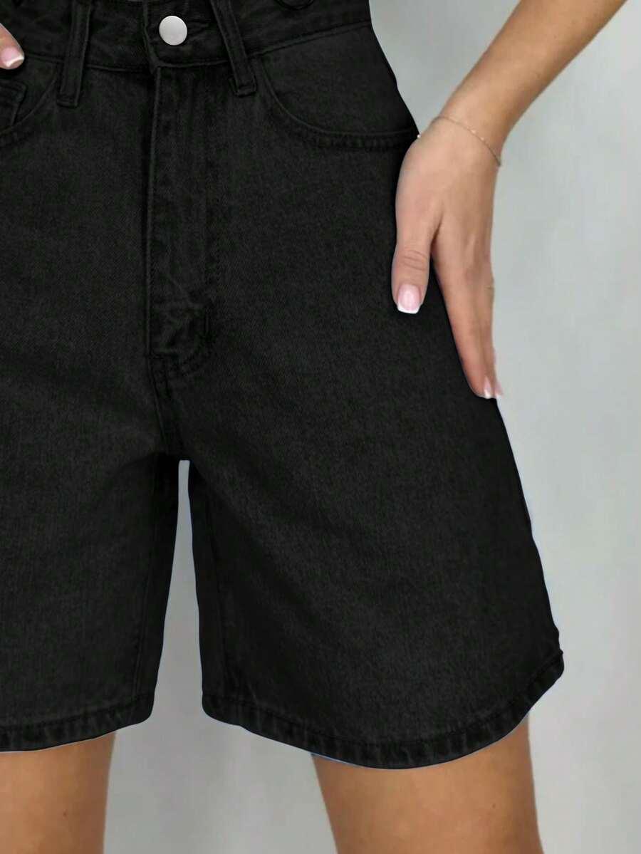 CZARNE KRÓTKIE SPODENKI BERMUDY JEANS KIESZENIE