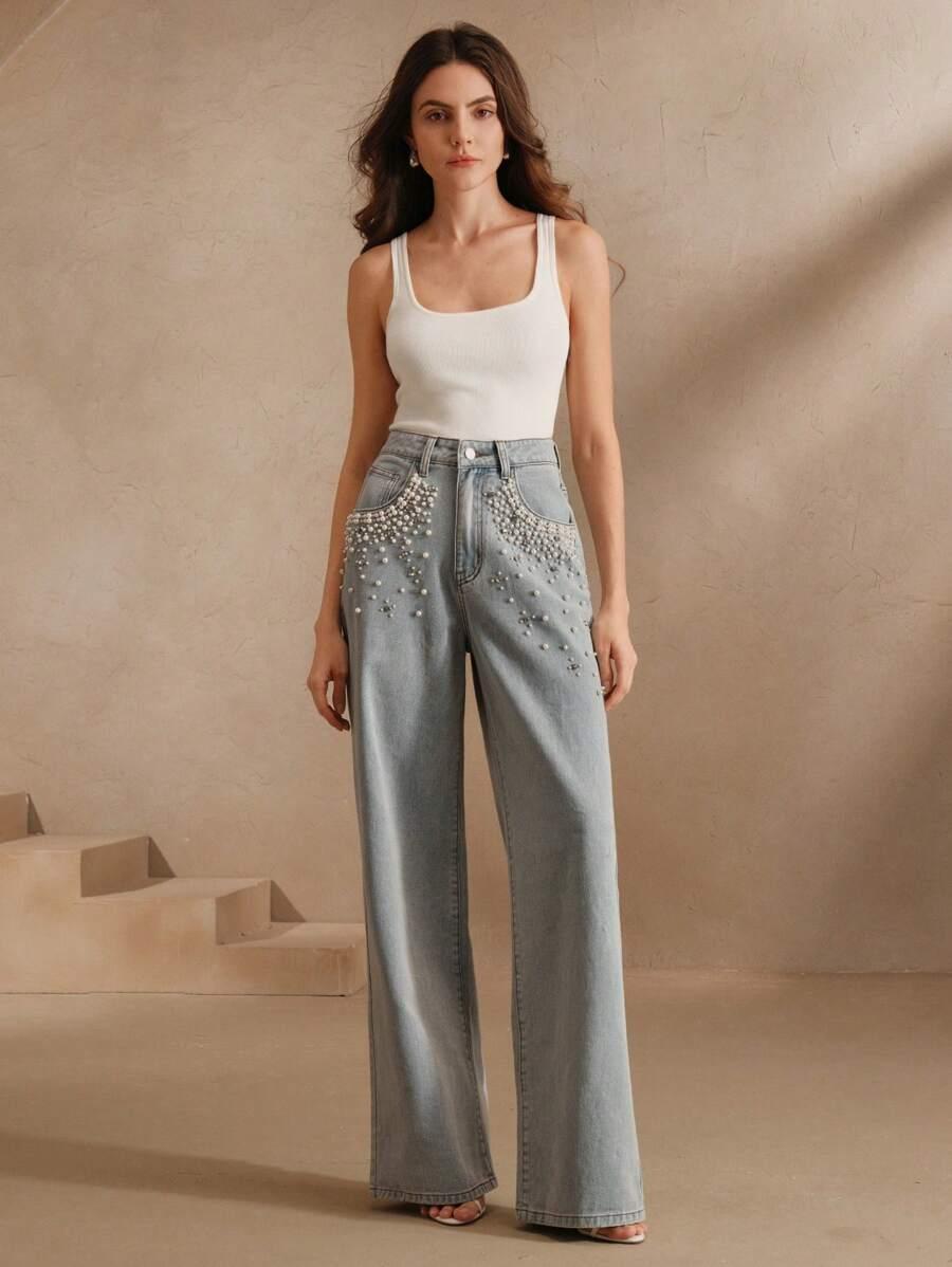spodnie jeans zdobienia