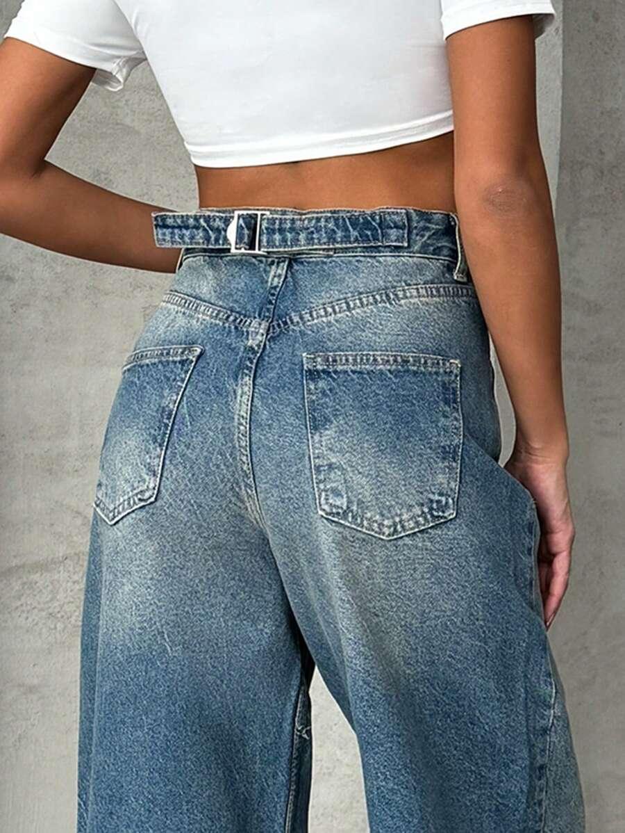 spodnie jeans z wysokim stanem