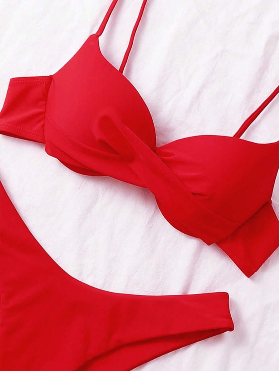 czerwony komplet bikini 