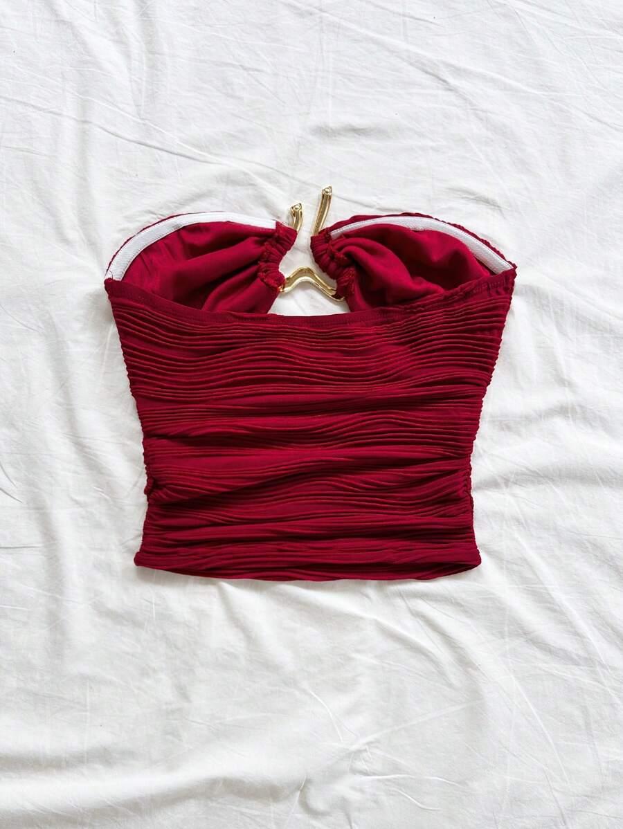 bordowy top zdobienie