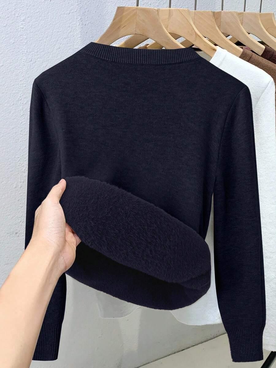 GRANATOWY SWETER OKRĄGŁY DEKOLT 