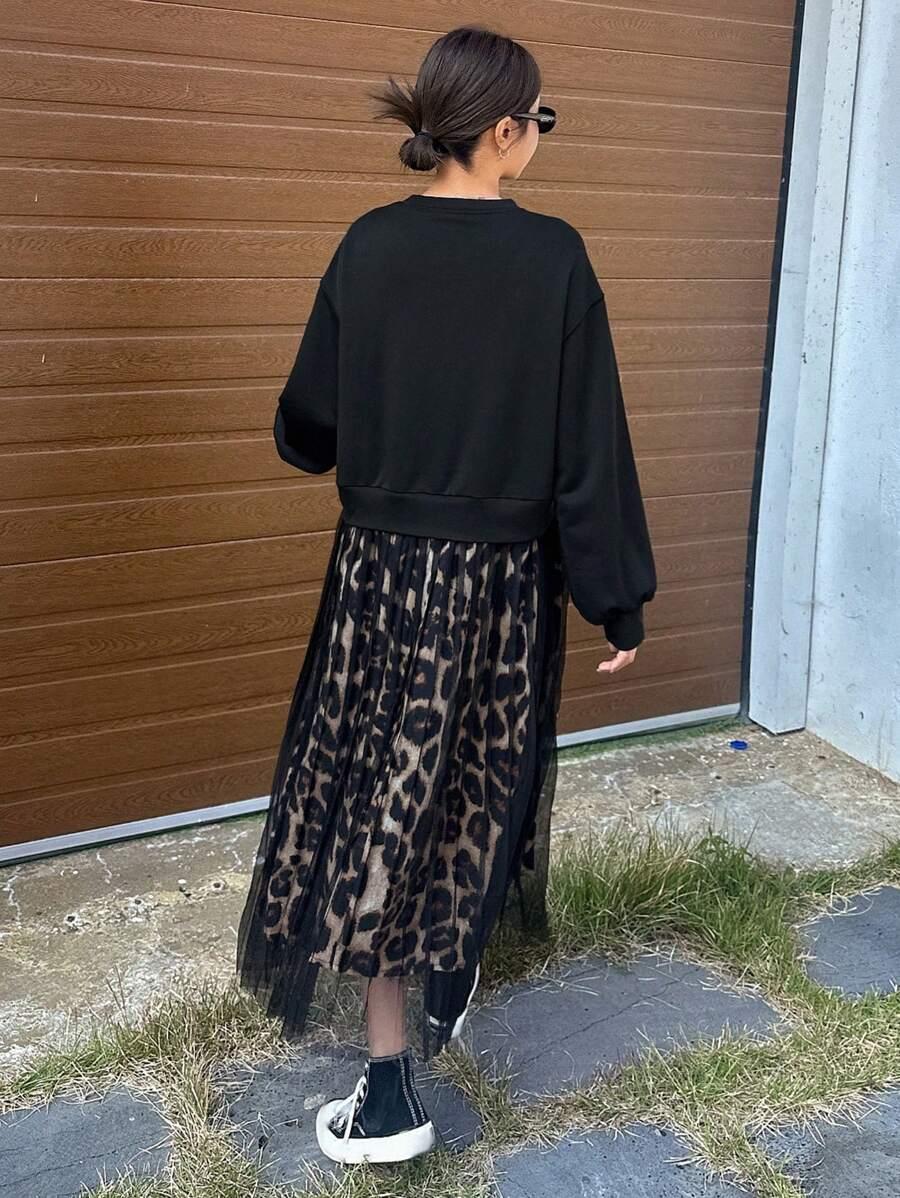 SUKIENKA ŁĄCZENIE ANIMAL PRINT SIATECZKA