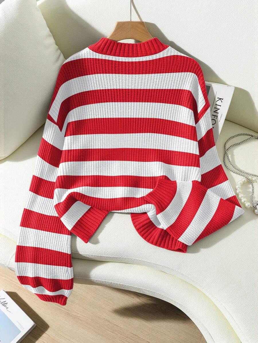 sweter długi rękaw wzór paski