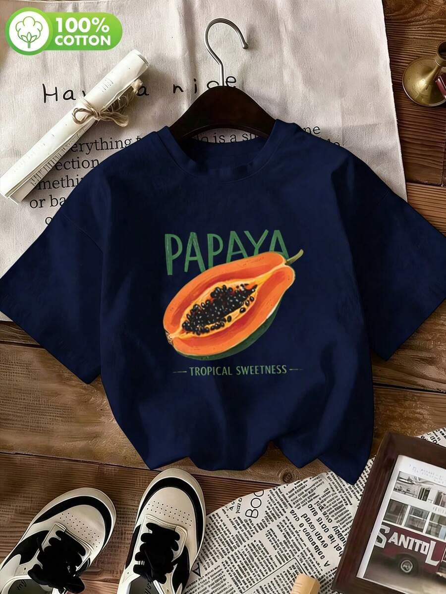 granatowy t-shirt print 