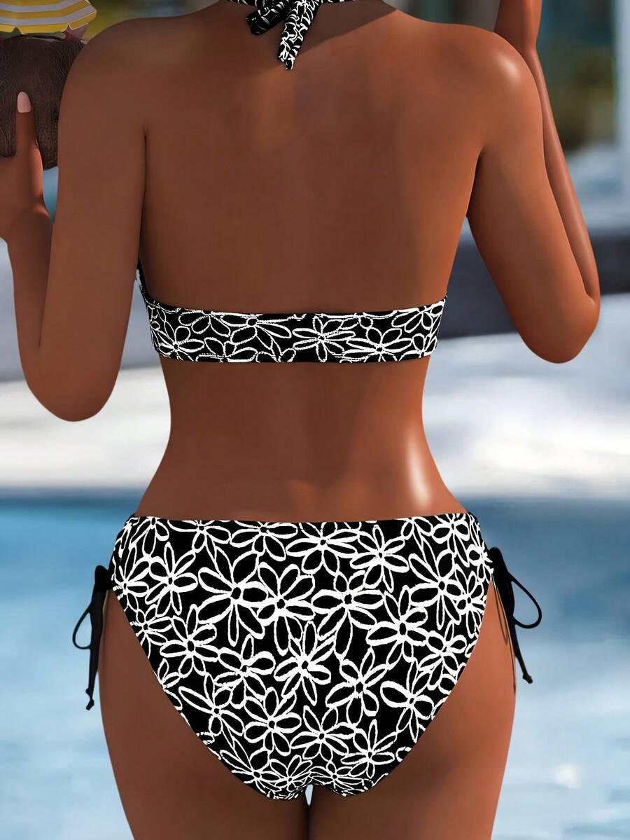 dół od bikini wzór kwiaty