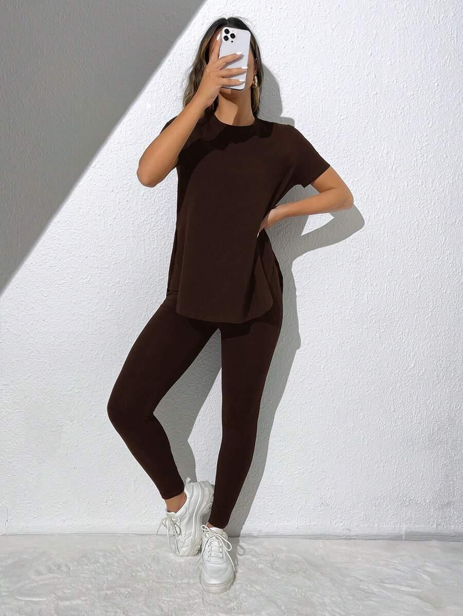 brązowy t-shirt casual