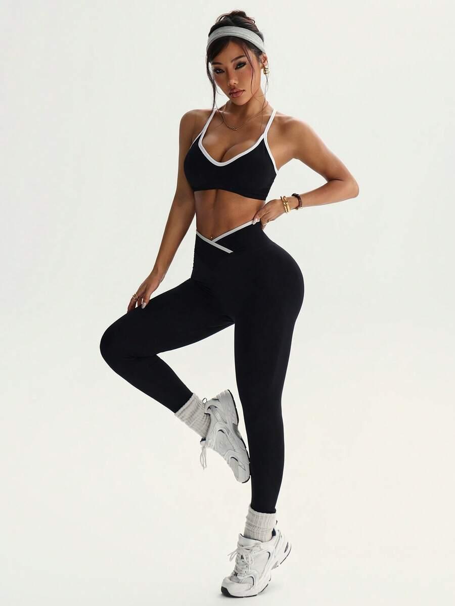 biustonosz sportowy legginsy komplet 