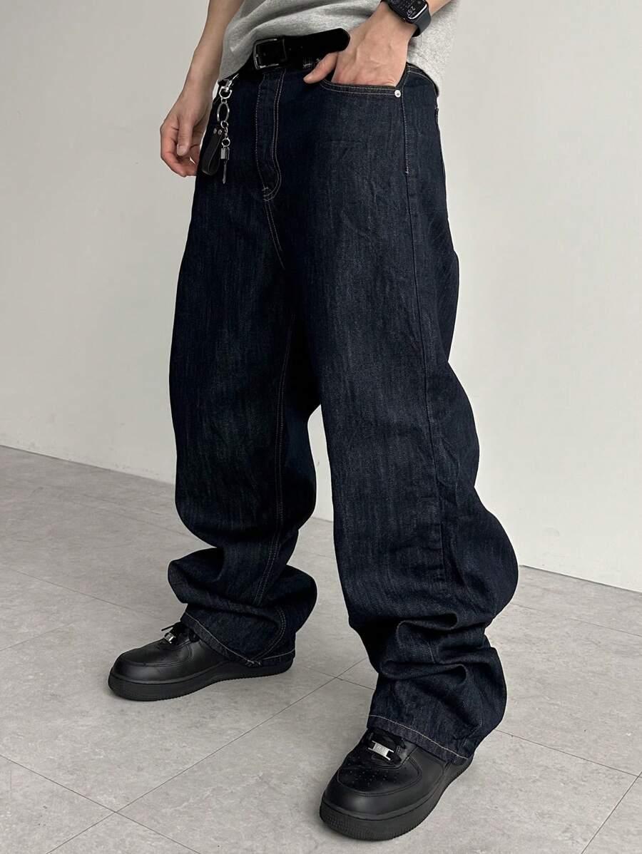 GRANATOWE SPODNIE JEANS